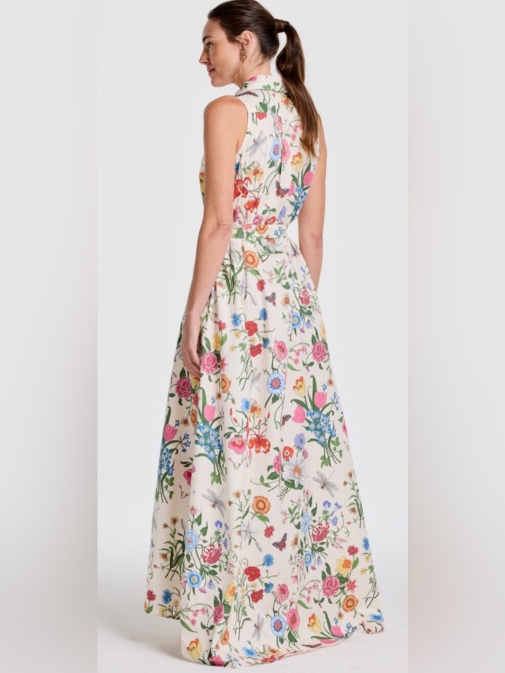 I McKaughlin Audrey Dress in Dragonfly Garden- by Mark D. Sykes- gold buckle